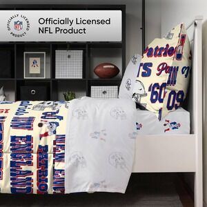 NFL New England Patriots FOCO 5 Piece Twin Size Comforter and Sheet Bedding Set